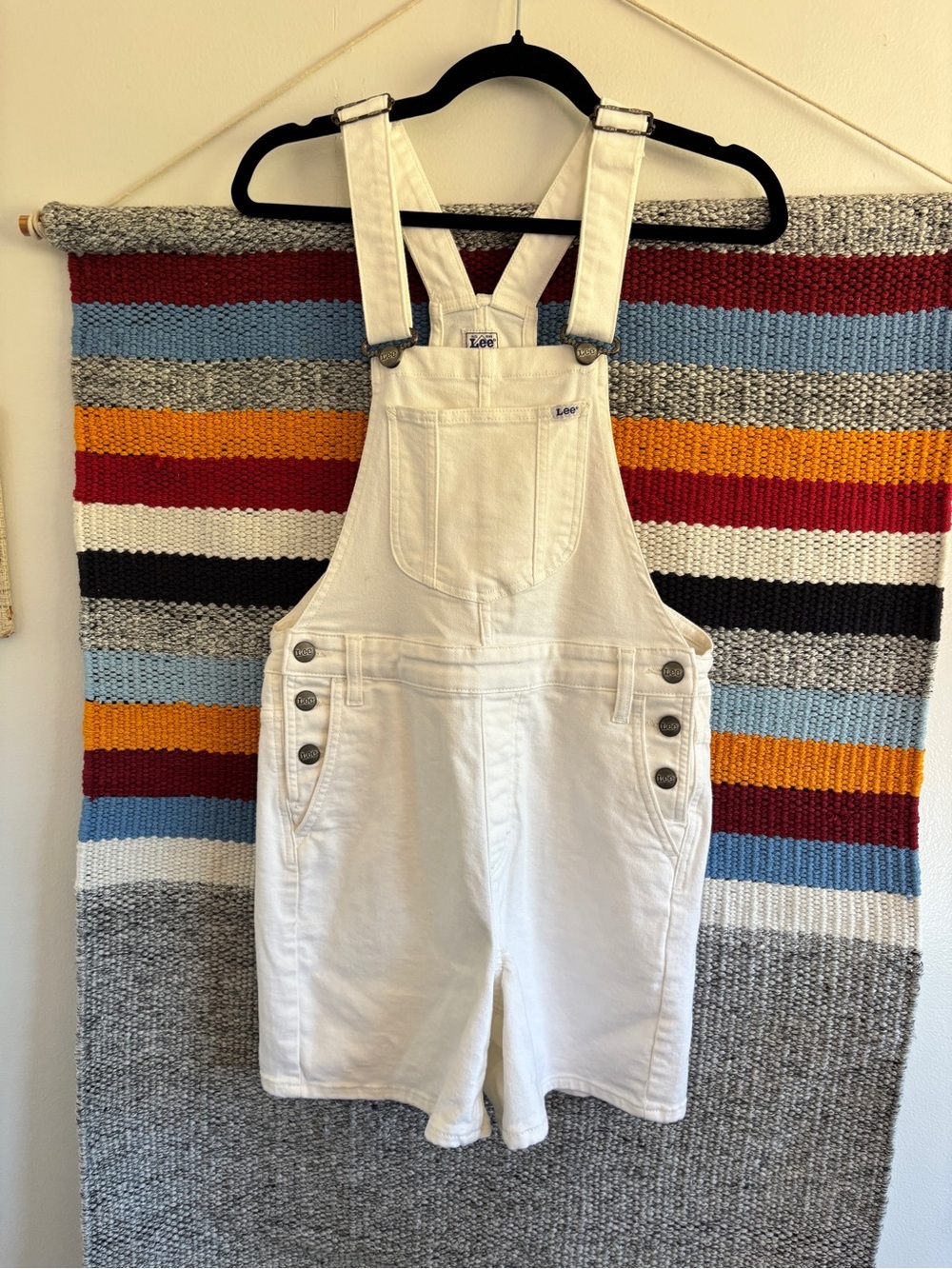 Lee White Denim Short Overalls for Kids